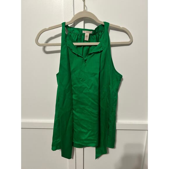 J. Crew 100% Silk Green Button and Tie Detail Tank 2 - Picture 1 of 3